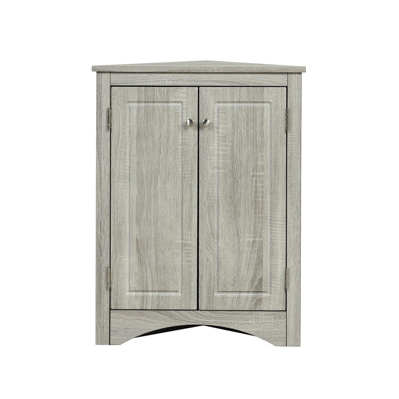 Oak Triangle Bathroom Storage Cabinet with Adjustable Shelves, Freestanding Floor Cabinet