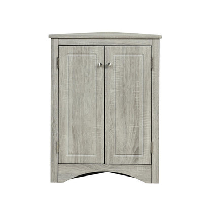 Oak Triangle Bathroom Storage Cabinet with Adjustable Shelves, Freestanding Floor Cabinet