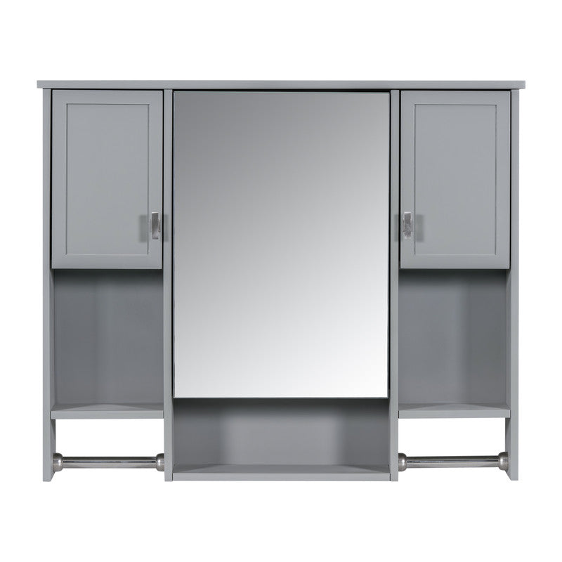 Modern Wall Mounted Storage Cabinet with Mirror, Wall Cabinet with Towels Bar
