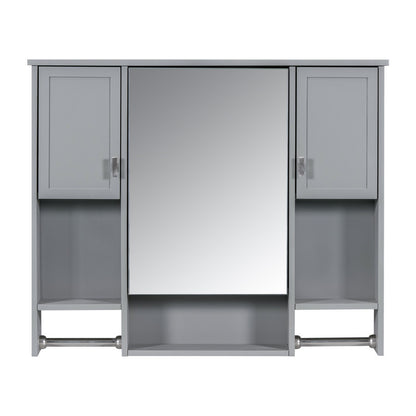 Modern Wall Mounted Storage Cabinet with Mirror, Wall Cabinet with Towels Bar