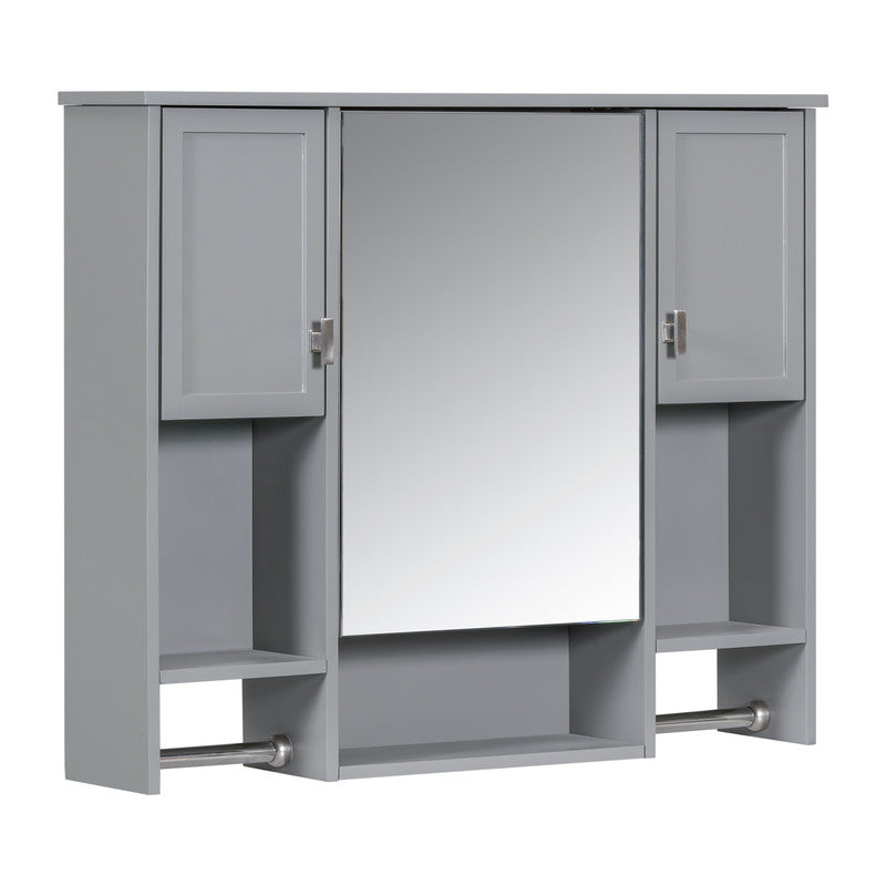 Modern Wall Mounted Storage Cabinet with Mirror, Wall Cabinet with Towels Bar