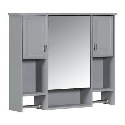 Modern Wall Mounted Storage Cabinet with Mirror, Wall Cabinet with Towels Bar