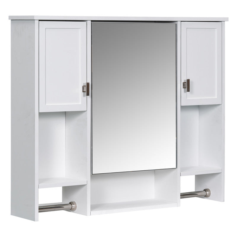 Modern Wall Mounted Storage Cabinet with Mirror, Wall Cabinet with Towels Bar