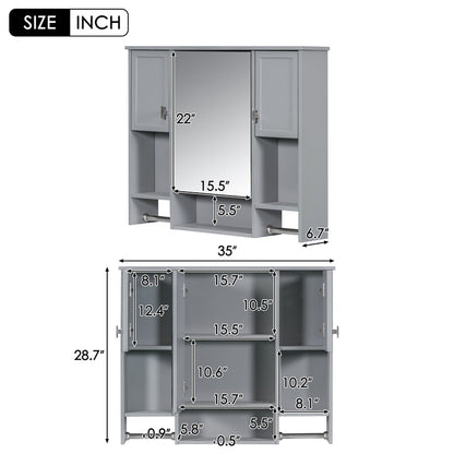 Modern Wall Mounted Storage Cabinet with Mirror, Wall Cabinet with Towels Bar