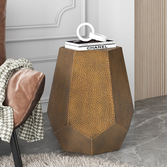 [Ship to Canada Only] Metal Hammered End Table