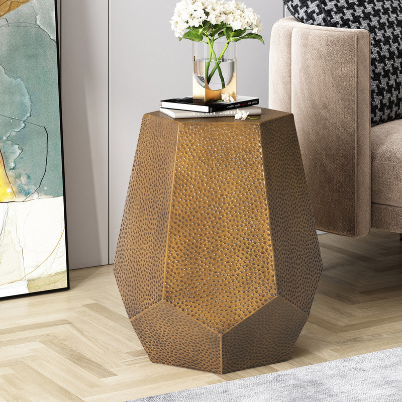 [Ship to Canada Only] Metal Hammered End Table